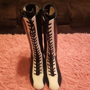 Stylish Black and White Women's Boots, made by Jeffery Campbell